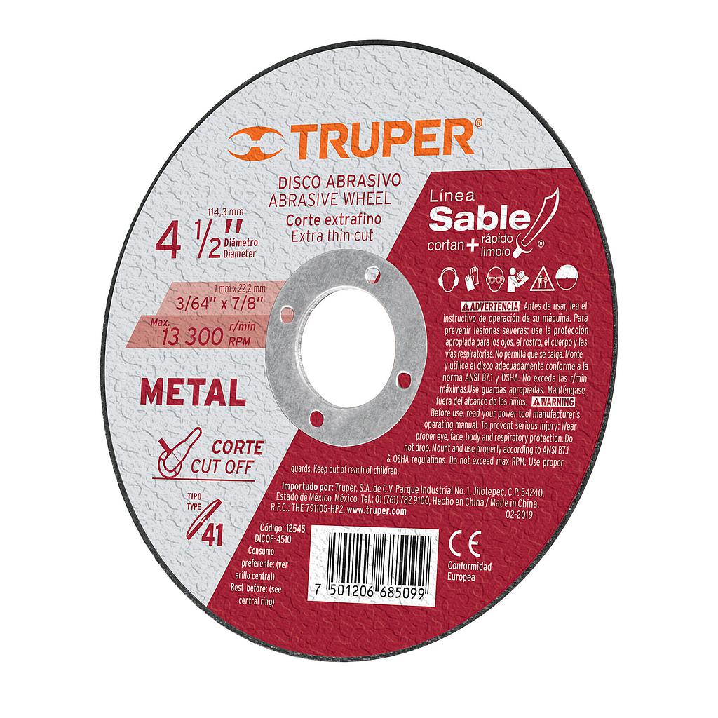 P1-24-D10 DISCO CORTE METAL 4" TRUPER 12545