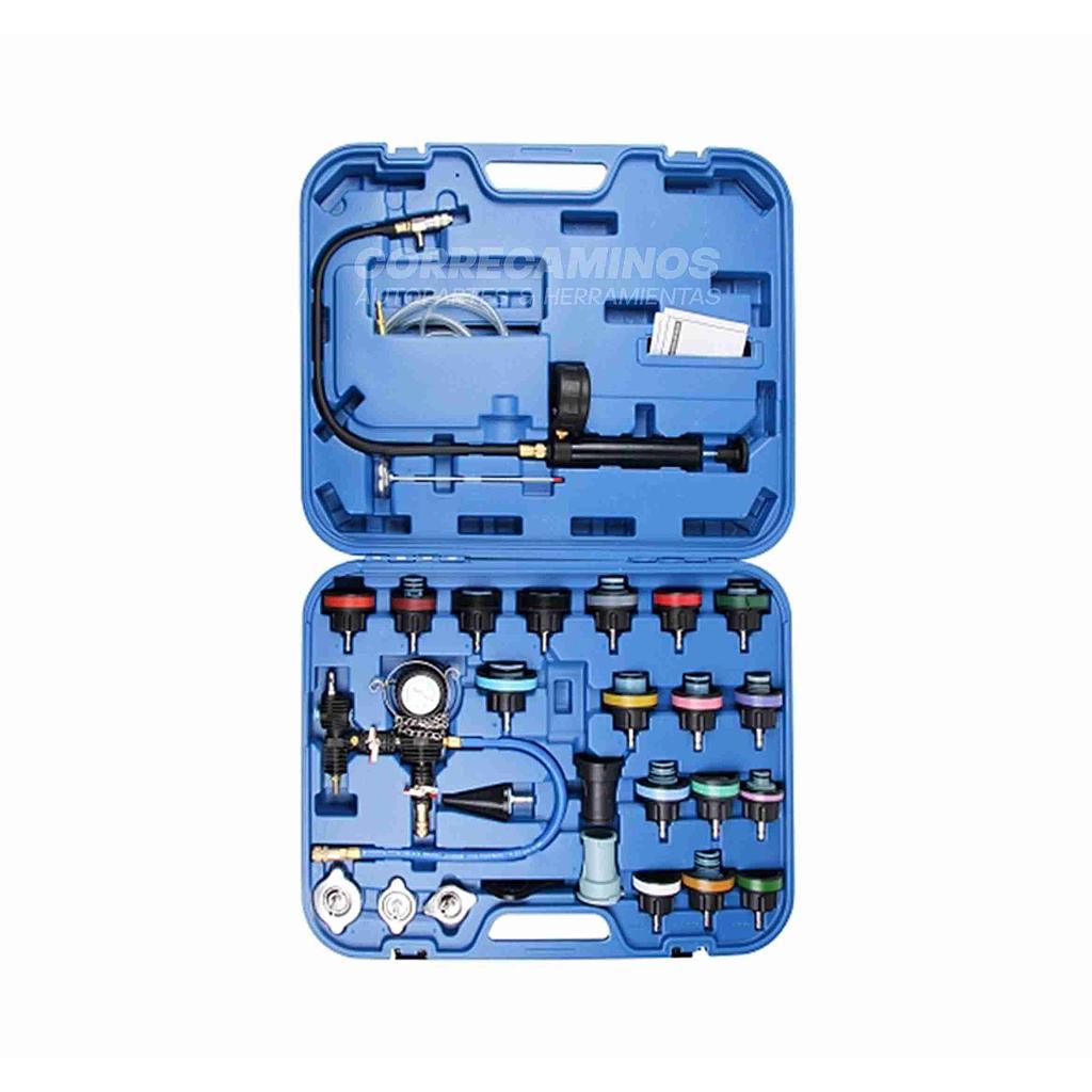PROBADOR FUGAS RADIADOR Y TAPAS 28 PIEZAS